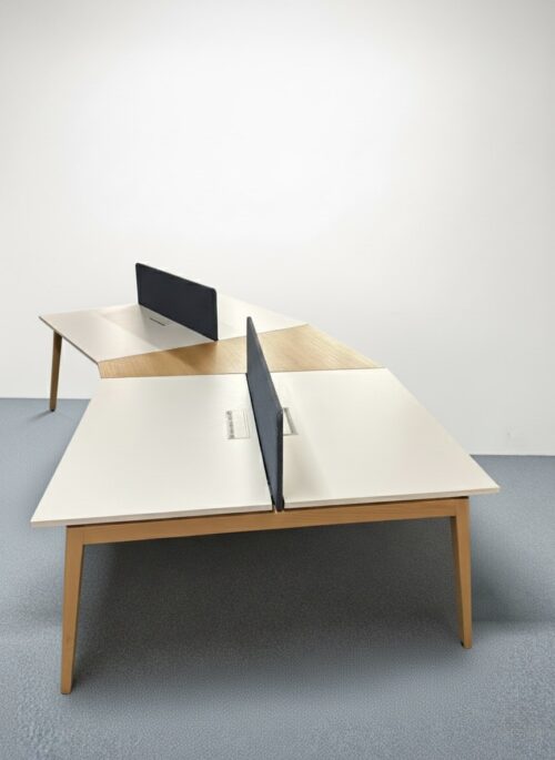 Grand bench en plateau blanc et effet bois avec separation en tissu ...