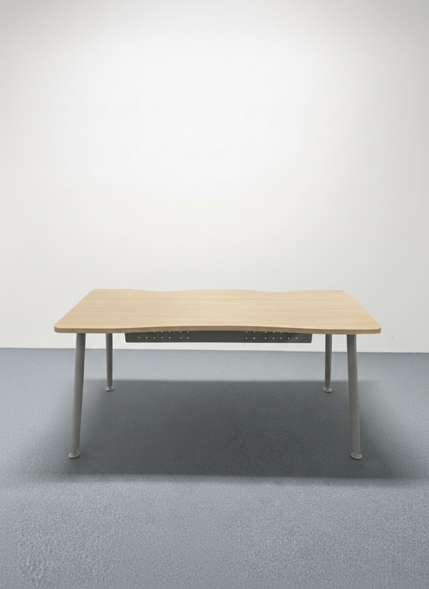 Bureau collaborateur avec plateau effet chêne