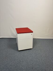 Caisson blanc à 2 portes avec top tissu rouge