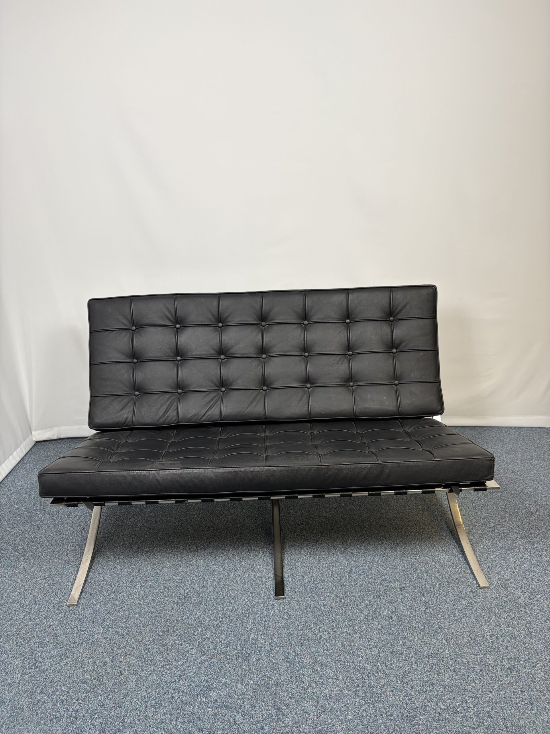 Canapé cuir métal style Barcelona noir