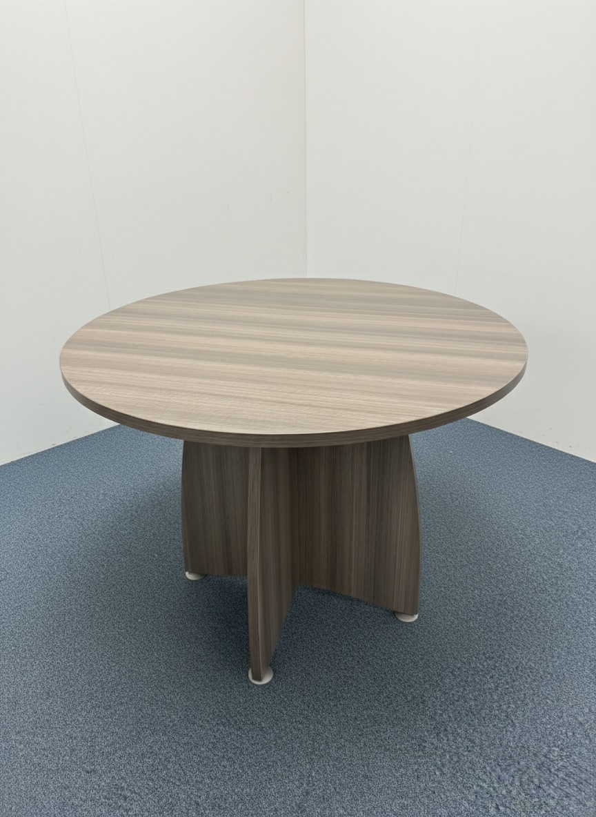 Table de réunion avec plateau rond en bois