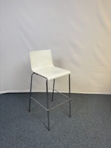 Tabouret plastique et métal blanc épuré